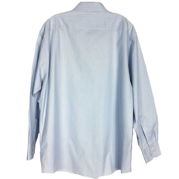 BCBG MAXAZRIA Blue Pinstriped Up Down Shirt XL17.5 - Picture 2 of 5